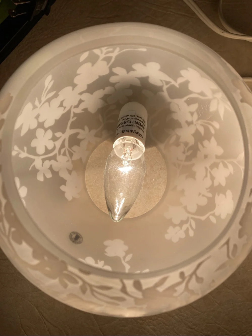 VTG IKEA Knubbig Frosted Cherry Blossom Glass Globe Lamps Set of 2, 7” x 11”